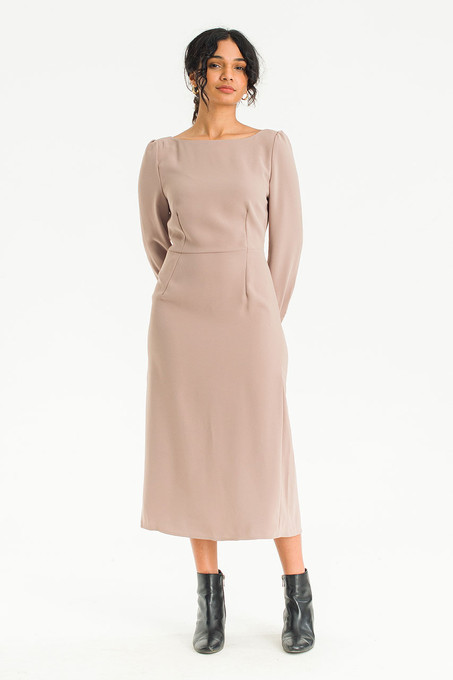 colors that go with beige dress Womens Silk Midi Dress Draped V-Neck Cinched Waist Long Silk Dress main image 1