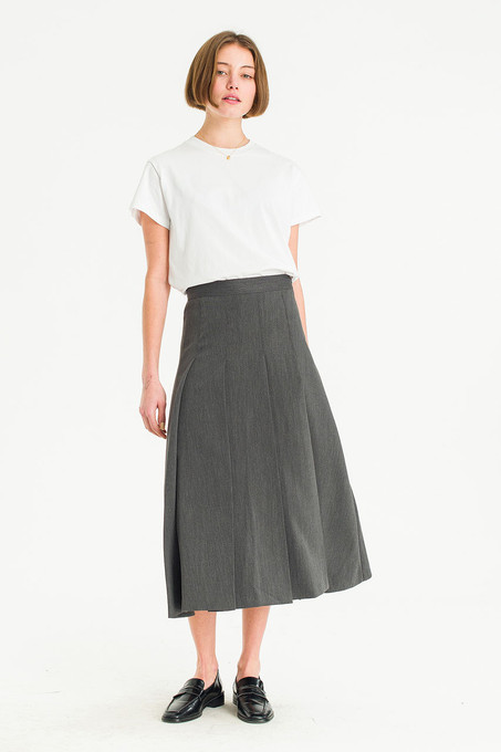 Lena Pleated Skirt, Grey