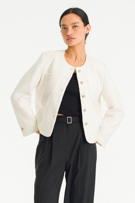 白　サイズ2 Tweed Jacket CARLA