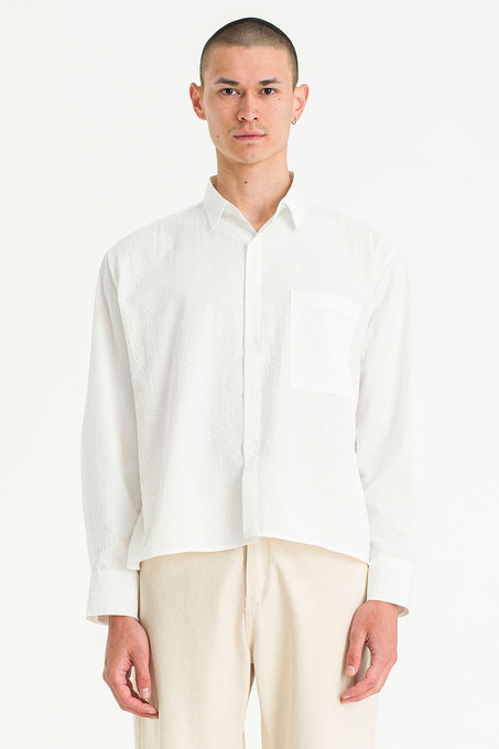 ジャケット・アウター GOD ONLY KNOWS CROPPED STRIPED SHIRT Striped Zip Overshirt - Sky Blue – GAKÉ