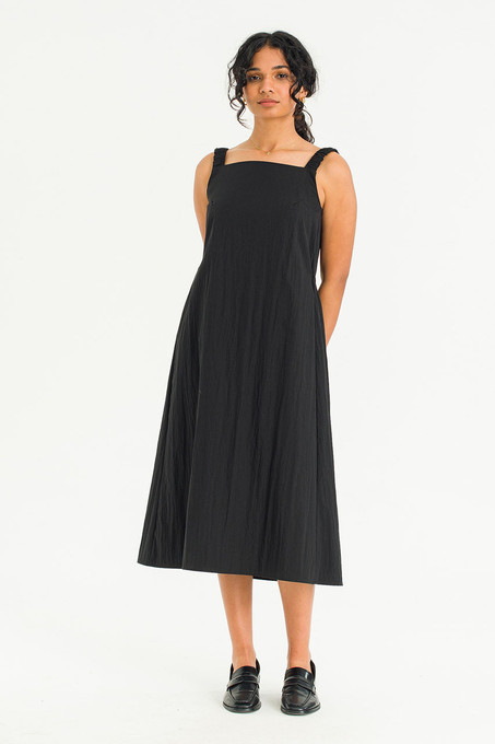Camilia Back Ribbon Dress, Black