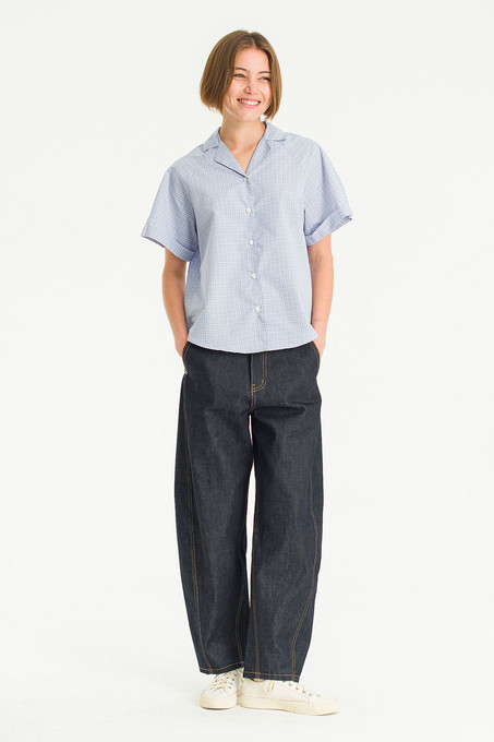 Chiko Check Crop Shirt, Blue