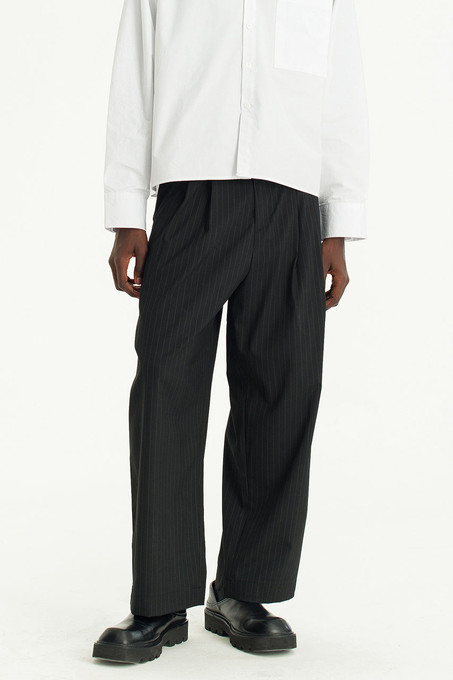 【WOOHWA】BATEK BALLON SLACKS 20250405-008-BLACKPINSTRIPE-