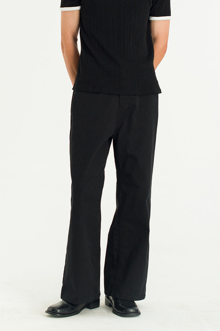 【in a row】Span Cotton Bootcut Pants Menswear | Cotton Bootcut Pants, Black