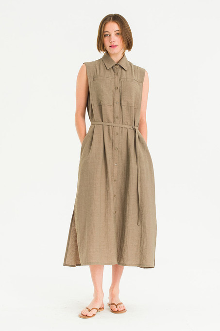 L'Or Waist tuck shirt dress カーキブラウン Buttoned Midi Dress – Dockers®