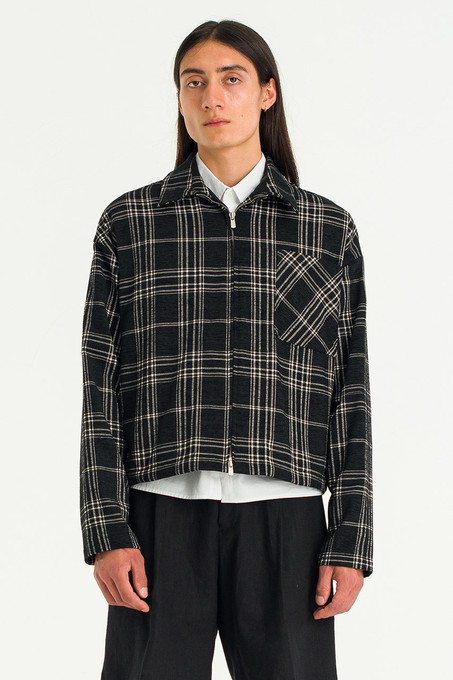 Menswear | Check Crop Jacket, Black