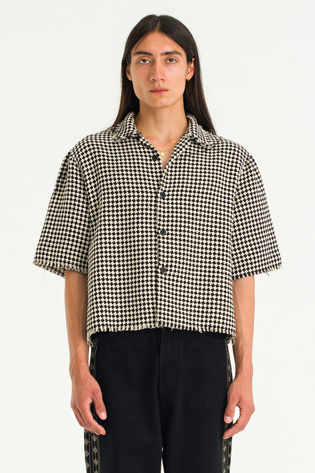Menswear | Raw Crop Check Shirt, Black