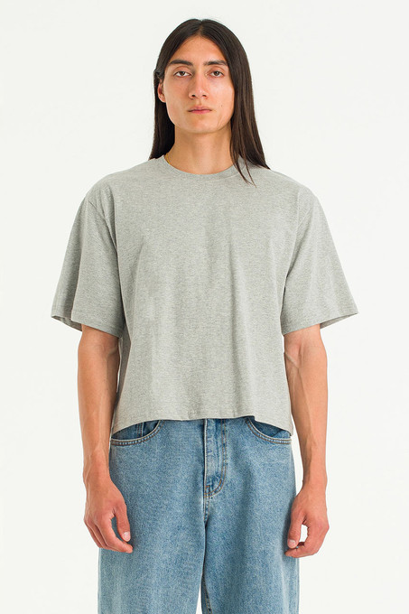 【KOOLOSET】Crop Box Logo Collar Tee Menswear | Box Crop Tee, Grey