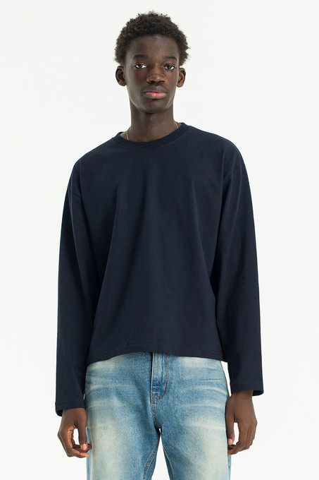 Menswear | Cropped Long-Sleeve Tee, Navy