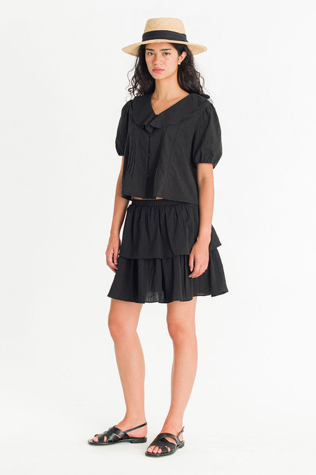 Petal Tiered Mini Skirt, Black