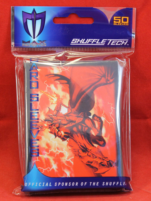 Max Protection 50 MTG standard Card Sleeves Robo Dragon Fury Red