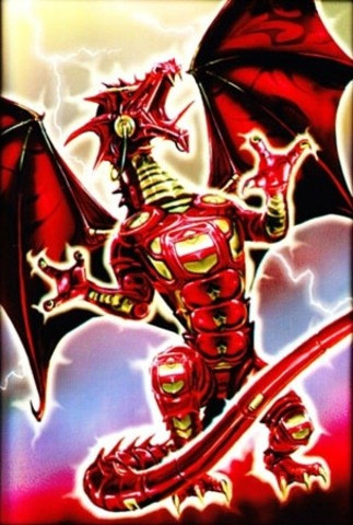 Max Protection 50 MTG standard Card Sleeves Robo Dragon Fury Red
