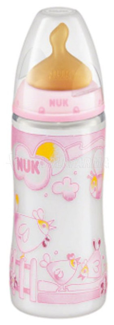 Nuk first choice, biberón rose & blue -latex-. capacidad 300 mL. color rosa