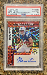 Alec Pierce RC 2022 Panini Mosaic Rookie Autographs Red Prizm - Gem Mint PSA 10