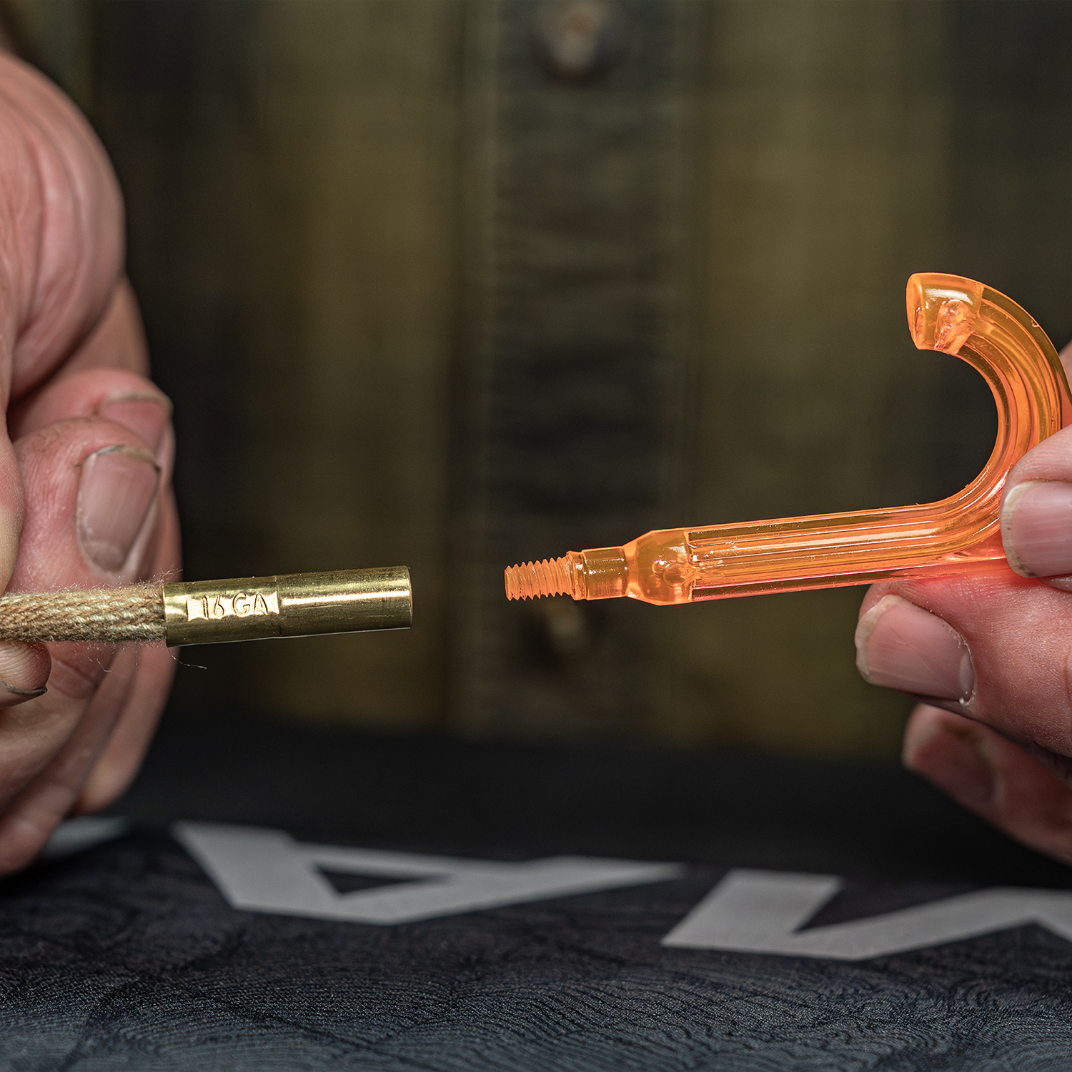 Product image of Otis Technology .22 cal Rifle/Pistol Ripcord® in use  with Bore Reflector+ used as a pull handle