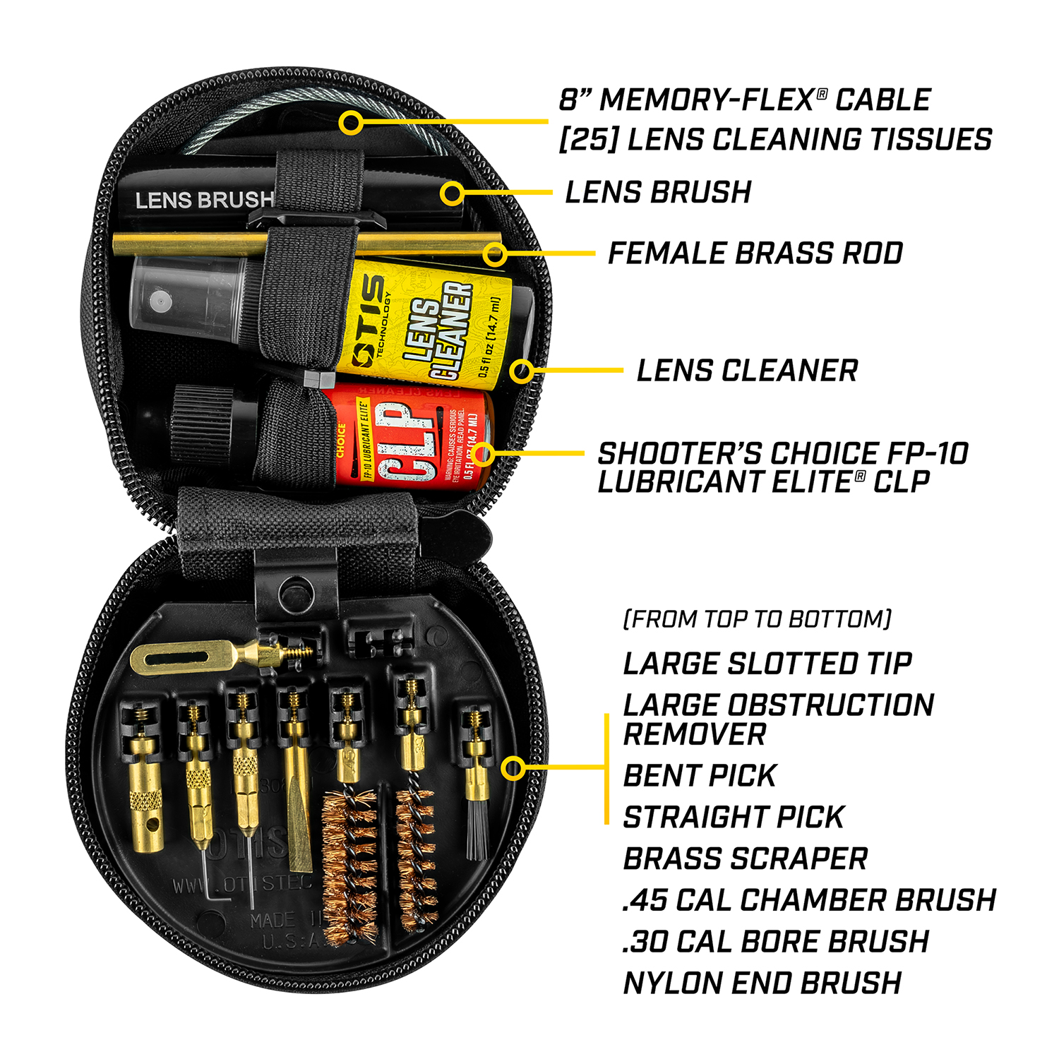 Product image of Otis Technology Professional Rifle Cleaning Kit with product callouts
