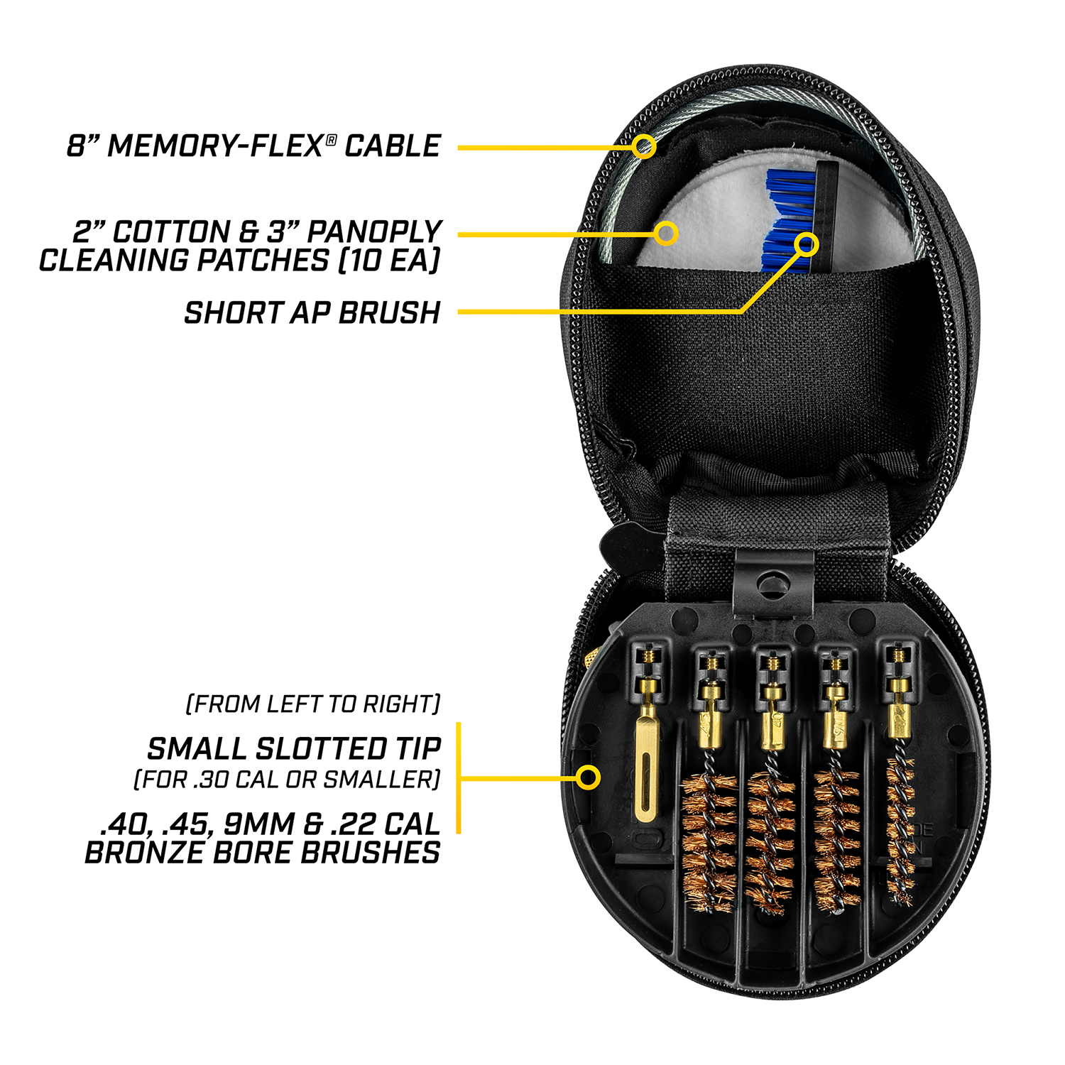 Product image of Otis Technology Professional Pistol Cleaning Kit with contents callouts