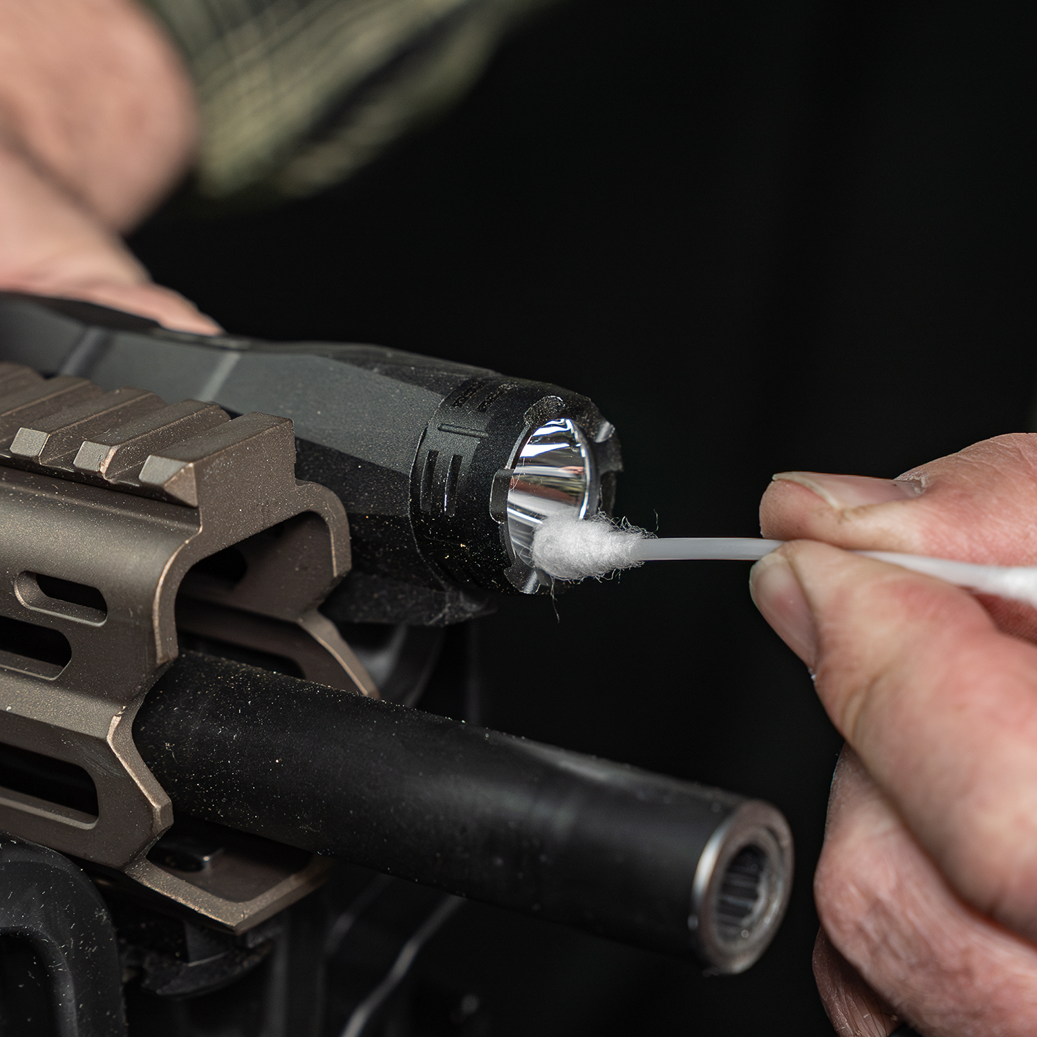 Lifestyle Product image of Otis Technology Lens Cleaning kit in cotton swab in use