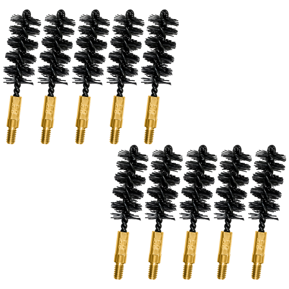 Product image of Otis Technology 50 cal Nylon Bore Brushes 10 Pack for Gun Cleaning displayed out of the case