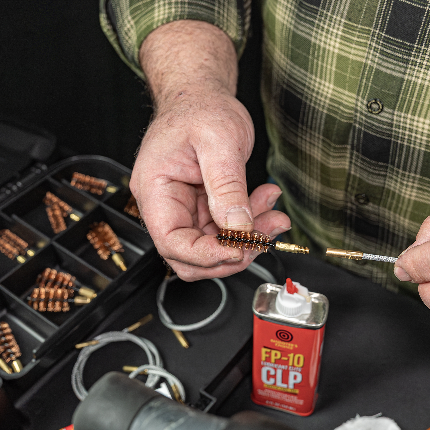 LIfestyle image of Otis Elite Range Box, Universal Gun Care System in use