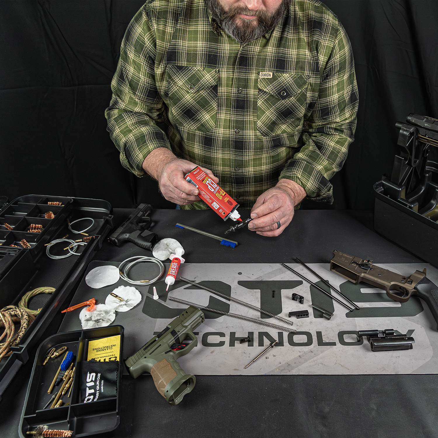LIfestyle image of Otis Elite Range Box, Universal Gun Care System in use
