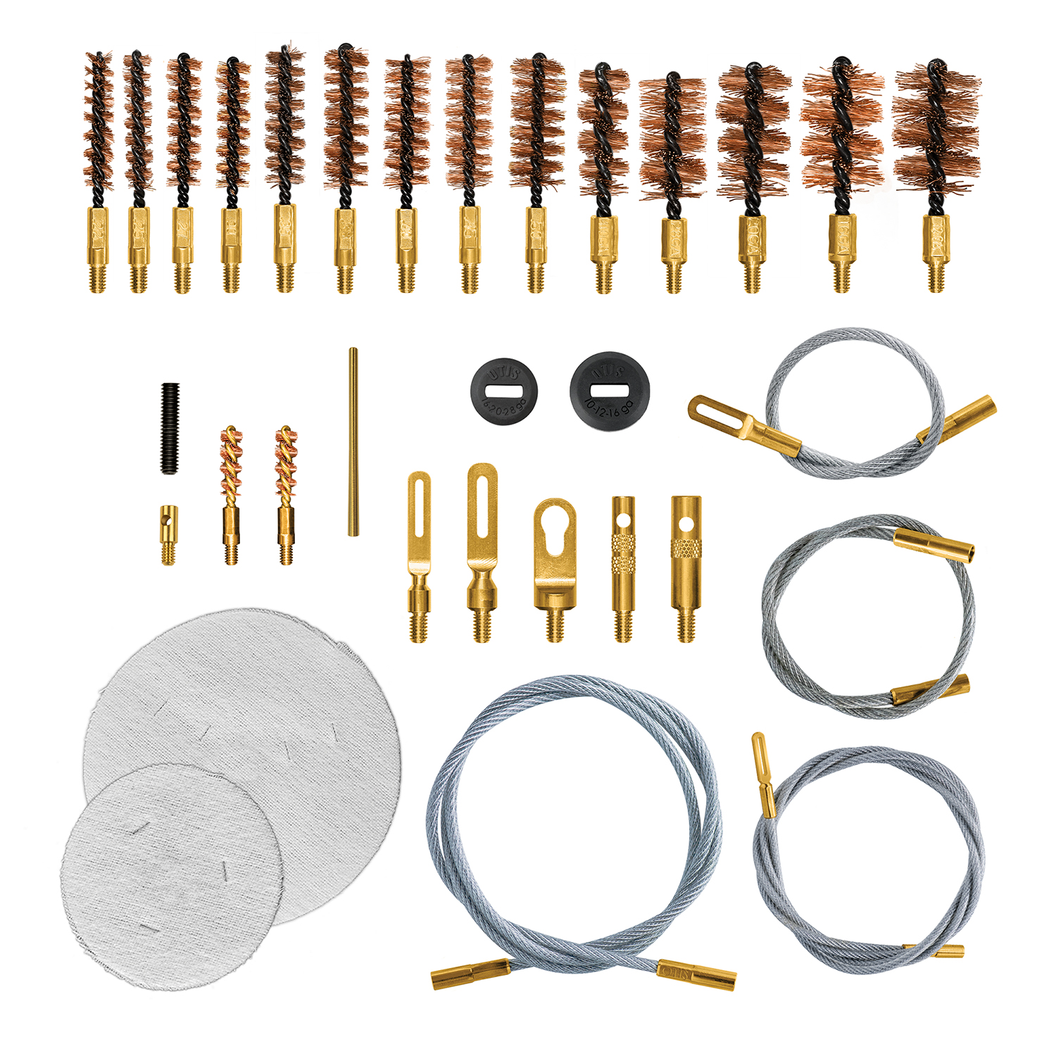 Otis Elite Range Box, Universal Gun Care System brushes, patches and cables 