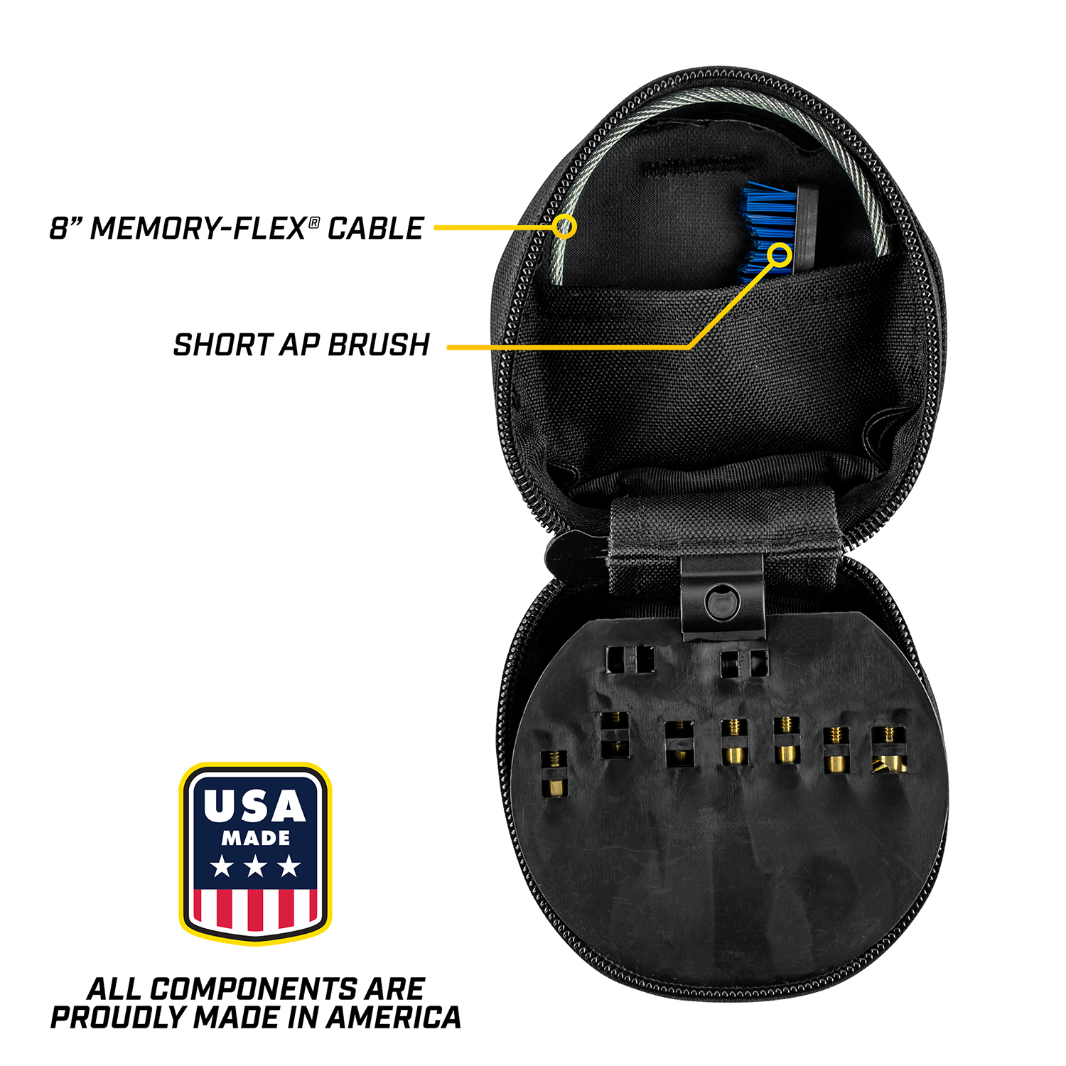 Product image of Otis Technology .40 Caliber/10mm Handgun Cleaning Kit with back component callouts
