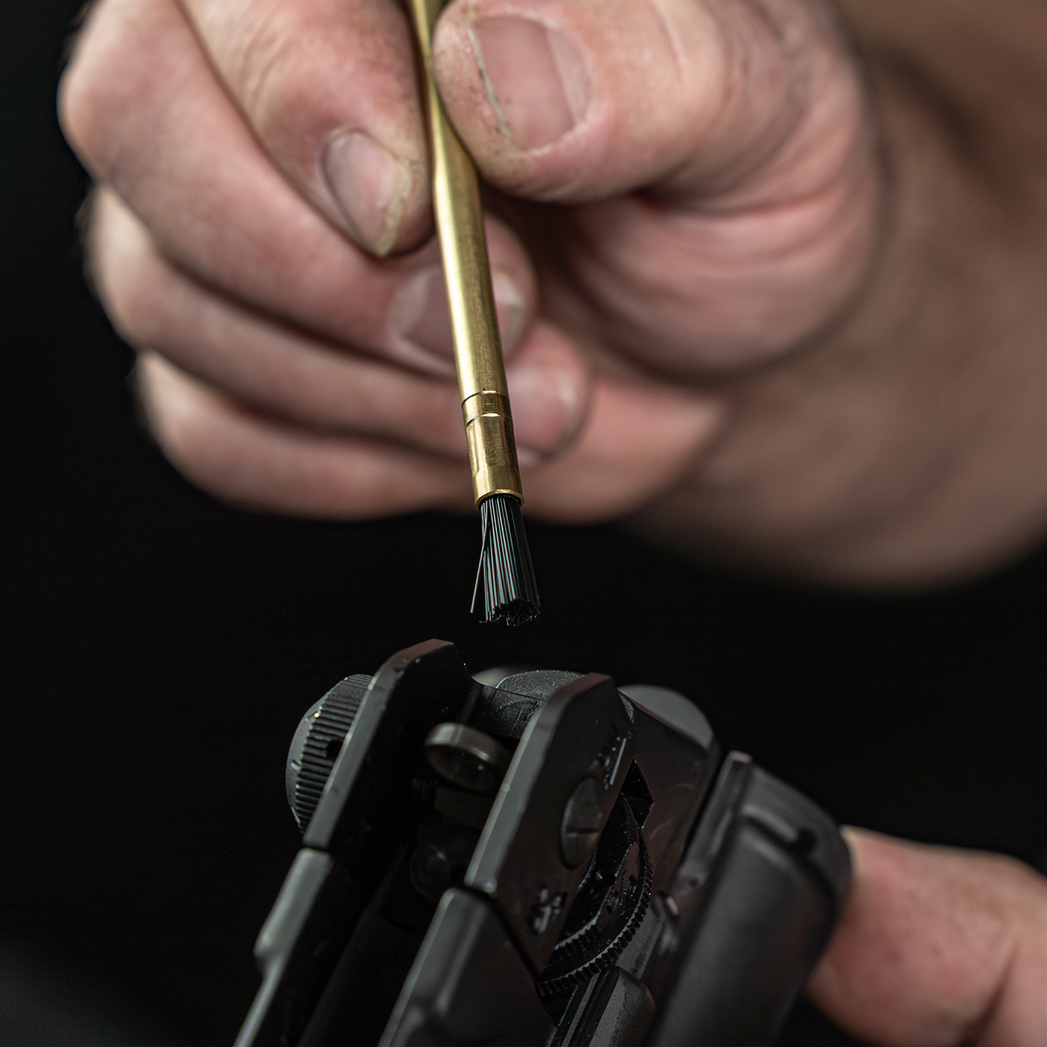 Lifestyle image of Otis Technology AR Elite Range Box Gun Care System for .223/5.56  brush shown in use