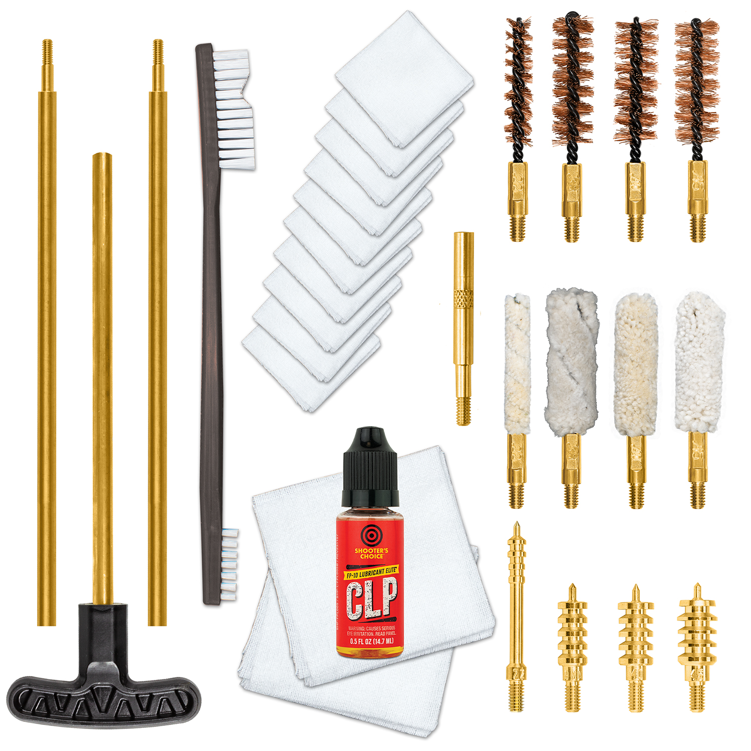Prdouct image of Otis Technology Sectional Rod Multi-Caliber Pistol Cleaning Kit contents