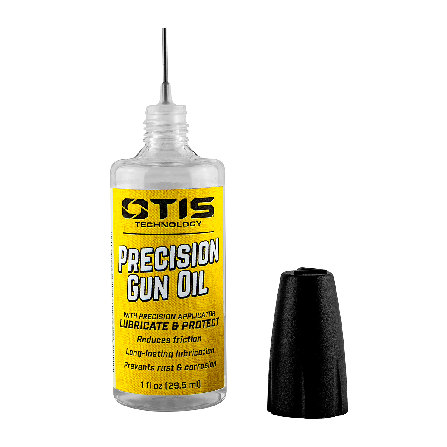 Product Image of Otis Technology Precision Gun Oil 1 ounce bottle with needle applicator and cap removed. 