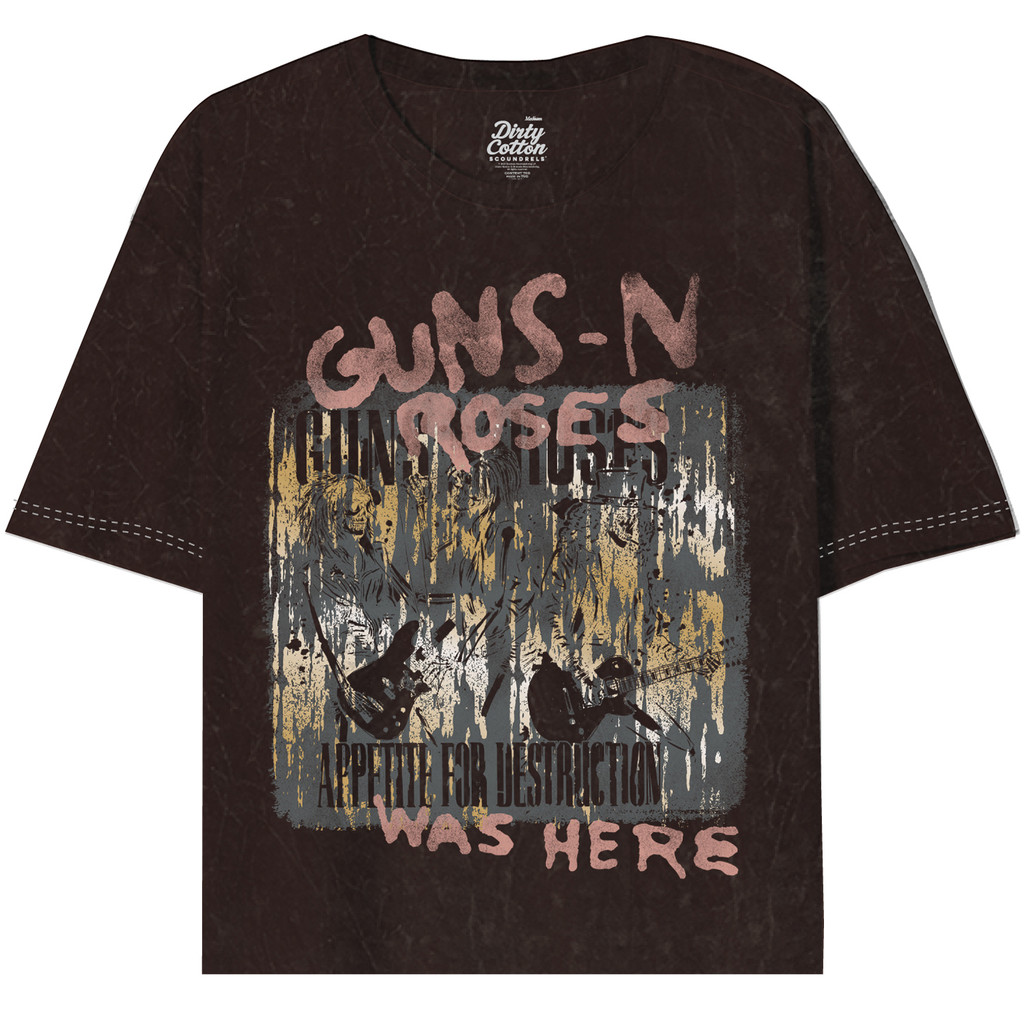 Guns N Roses Three Skeletons Unisex Cut Hem Tee w/Foil Accents