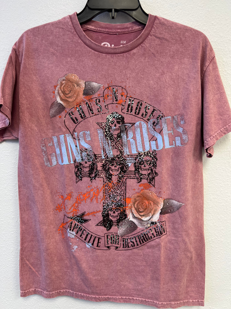 Guns N Roses Cross Roses Unisex Tee w/Foil Accents