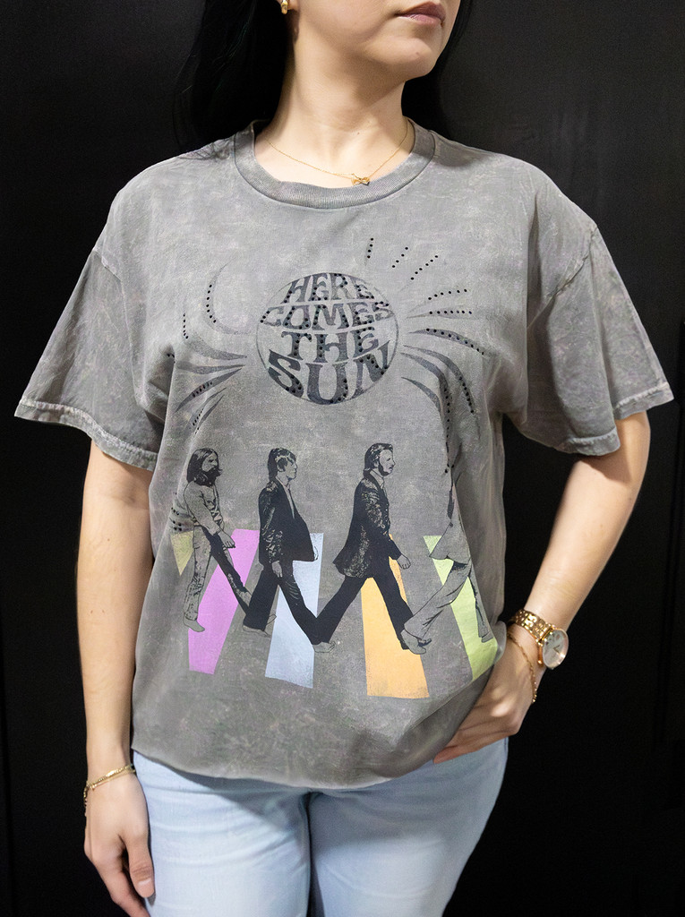 The Beatles Walk To The Sun In Color Unisex Cut Hem Tee