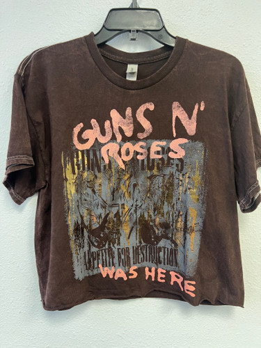 Guns N Roses Three Skeletons Unisex Cut Hem Tee w/Foil Accents