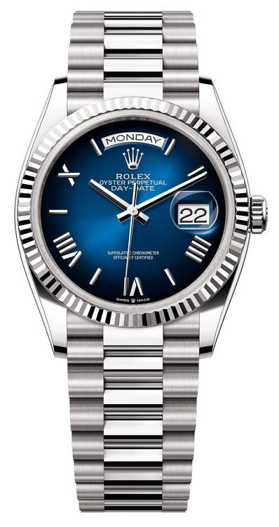 spring song 桜　sp psa9 Rolex 36mm Day-Date 128239 – White Gold with Blue Ombre Roman