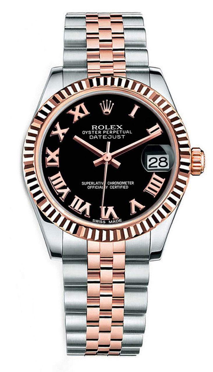 Rolex datejust clearance black roman