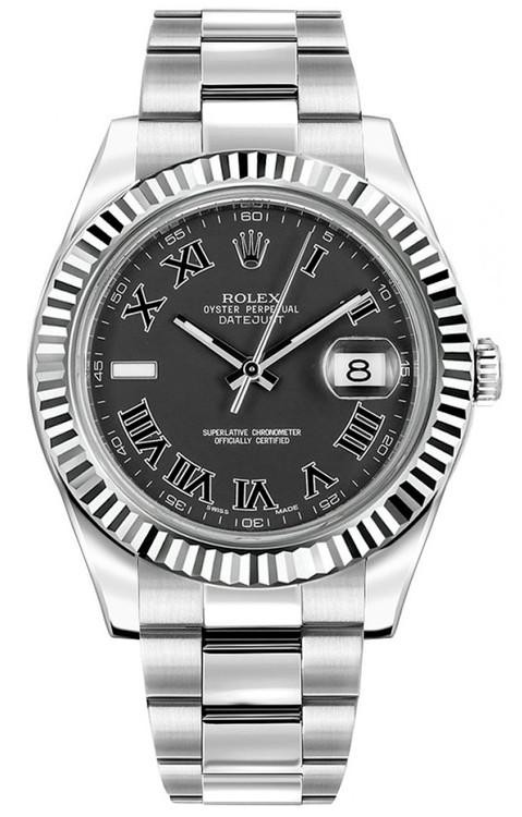 Rolex Datejust II 41mm Stainless Steel 116334 Black Roman Dial