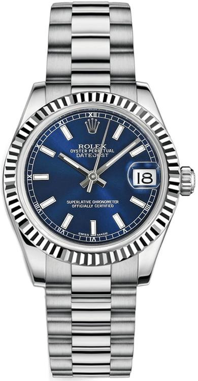 Rolex White Gold President Midsize Factory Blue Dial on President