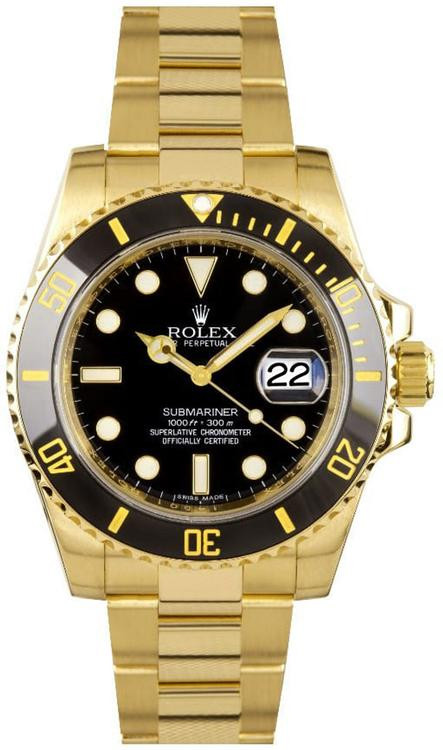 Rolex Submariner 116618LN Yellow Gold with Black Ceramic Bezel
