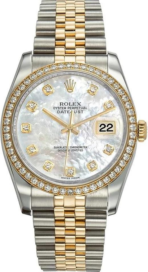 Rolex Datejust Two-Tone MOP Diamond Dial Watch