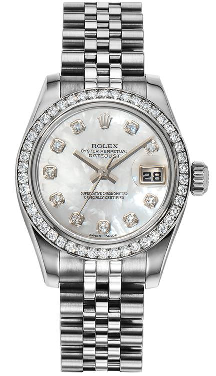 Rolex Womens New Style Steel Datejust with Factory Diamond Bezel