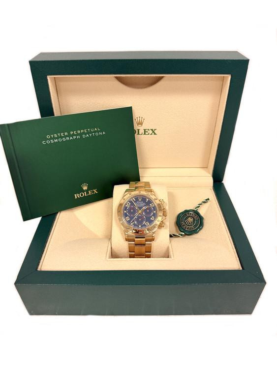 Rolex Pre-Owned Yellow Gold Daytona 116528 Factory Blue Arabic Racing