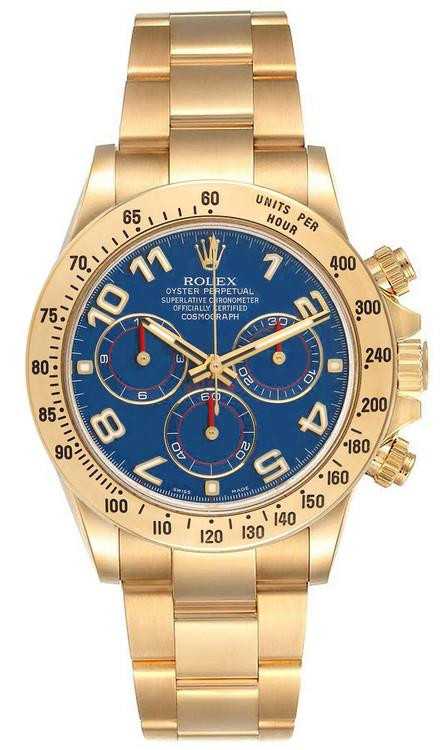 Rolex Daytona Yellow Gold Blue Arabic Dial 116528