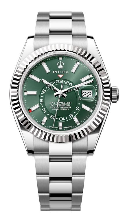 Rolex Stainless Steel Sky Dweller 336934 Green Oyster