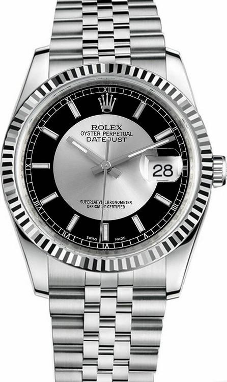 Rolex Datejust Stainless Steel Tuxedo Dial Jubilee Bracelet 116234