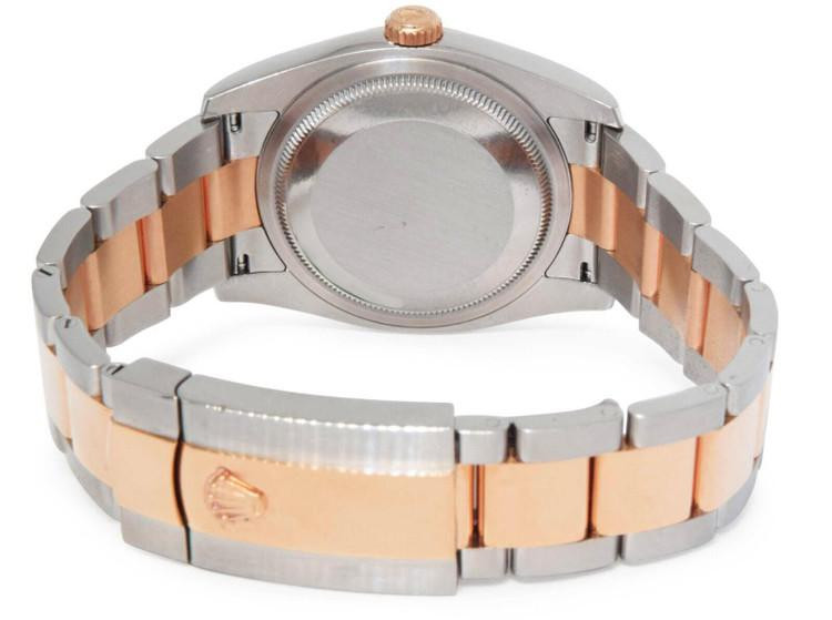 Rolex Datejust Rose Gold Silver Diamond Dial on Smooth Bezel 116201