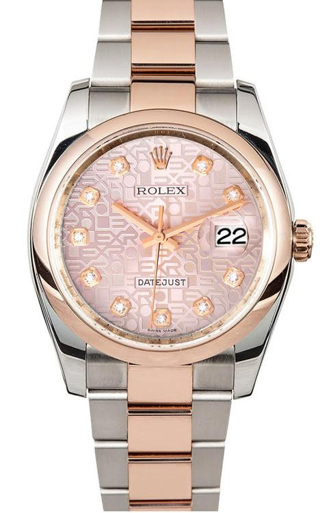 Rolex Datejust Rose Gold Pink Anniversary Diamond Dial on Smooth