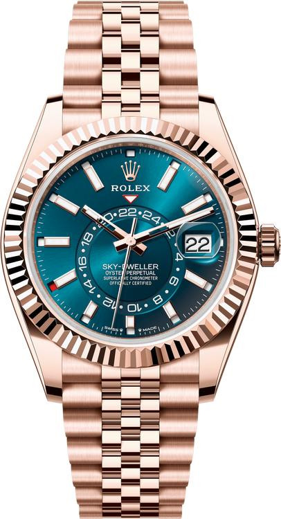 Rolex Rose Gold Sky Dweller Rolex Jubilee 336935 Blue