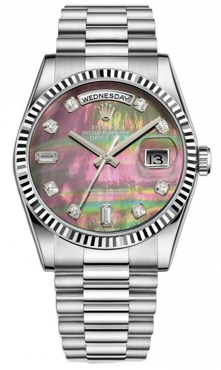 Rolex White Gold Day-Date President 36mm Factory Tahitian Mother