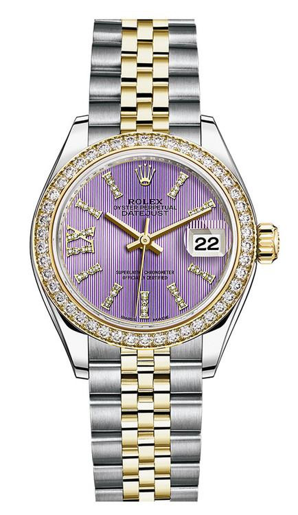 Rolex Lady-Datejust 28mm 279383 Lilac Diamond Bezel Two-Tone